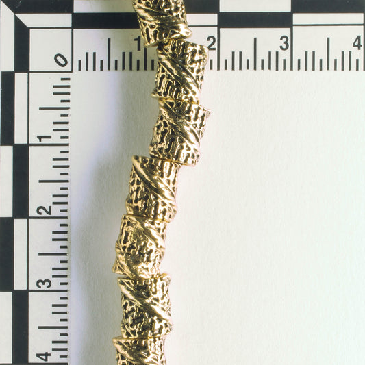 Pewter Beads, Gold Plated - 8" Strand