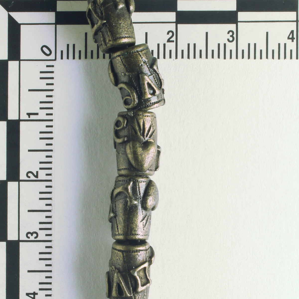 Pewter Beads, Brass Plated - 8" Strand