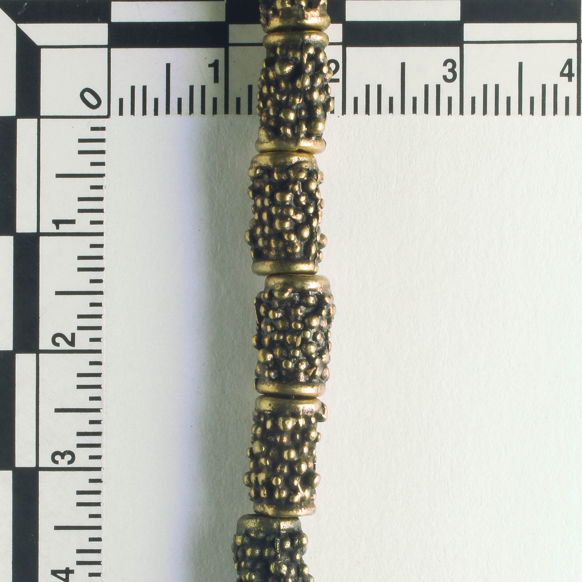 Pewter Beads, Brass Plated - 8" Strand