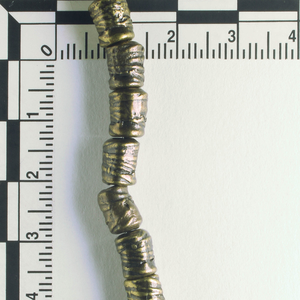 Pewter Beads, Brass Plated - 8" Strand