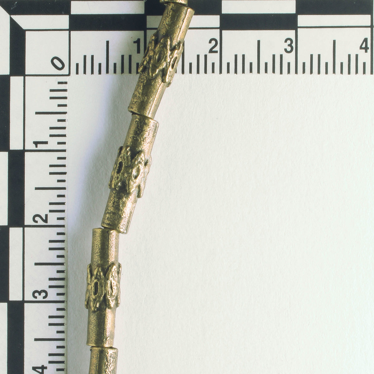 Pewter Beads, Brass Plated - 8" Strand