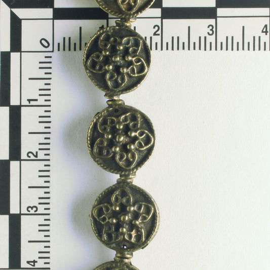 Pewter Beads, Brass Plated - 8" Strand