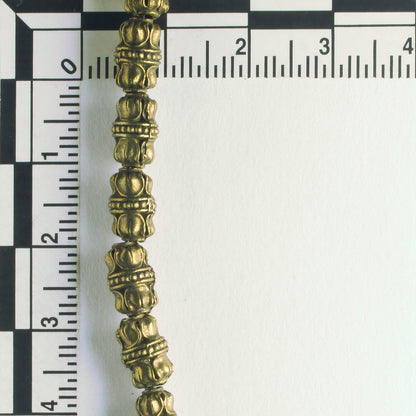 Pewter Beads, Brass Plated - 8" Strand