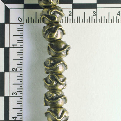 Pewter Beads, Brass Plated - 8" Strand