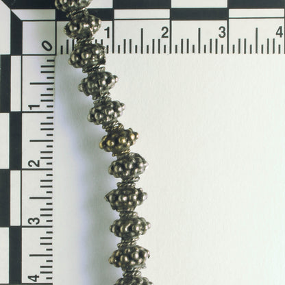 Pewter Beads, Brass Plated - 8" Strand