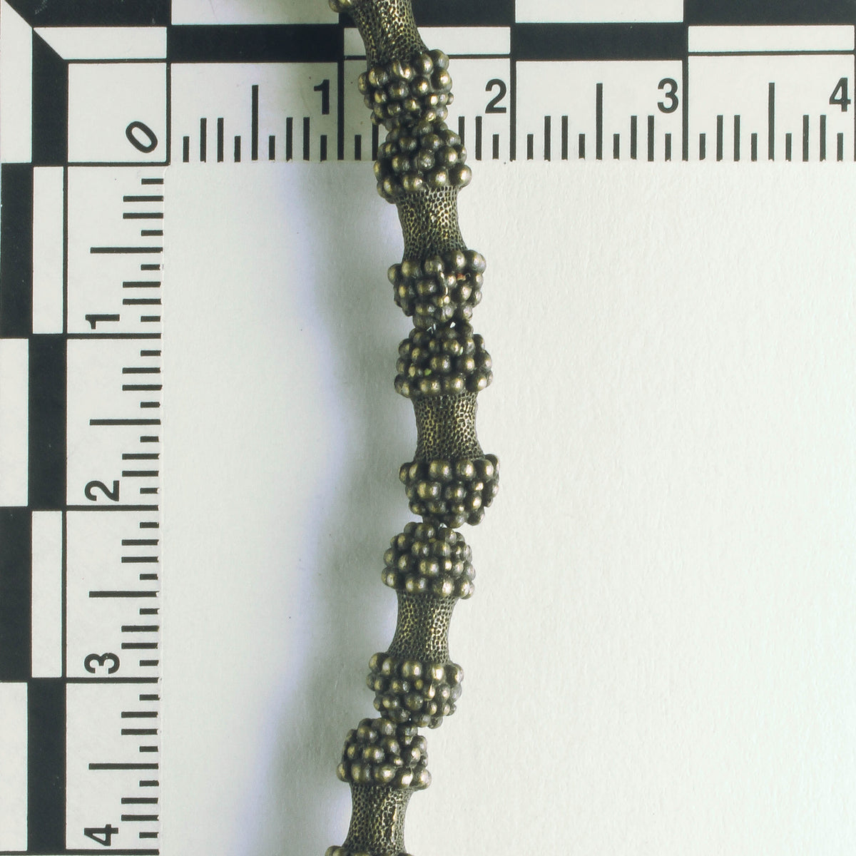 Pewter Beads, Brass plated - 8" Strand