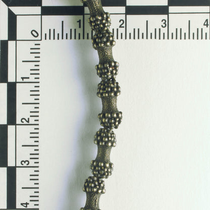 Pewter Beads, Brass plated - 8" Strand