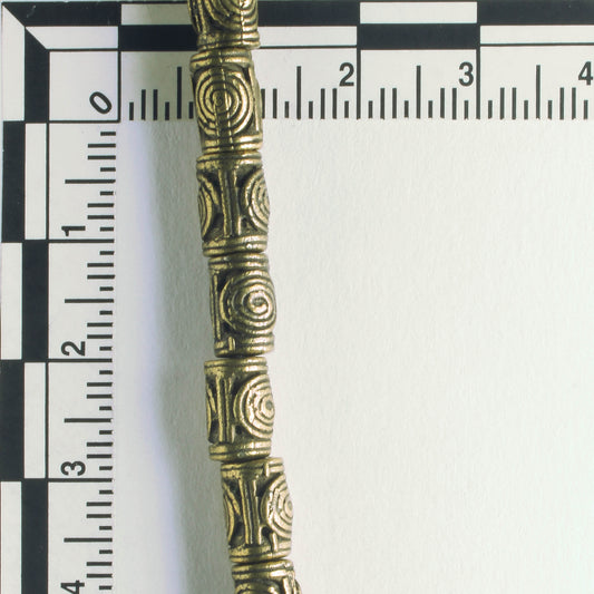 Pewter Beads, Brass Plated - 8" Strand