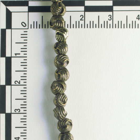 Pewter Beads, Brass Plated - 8" Strand