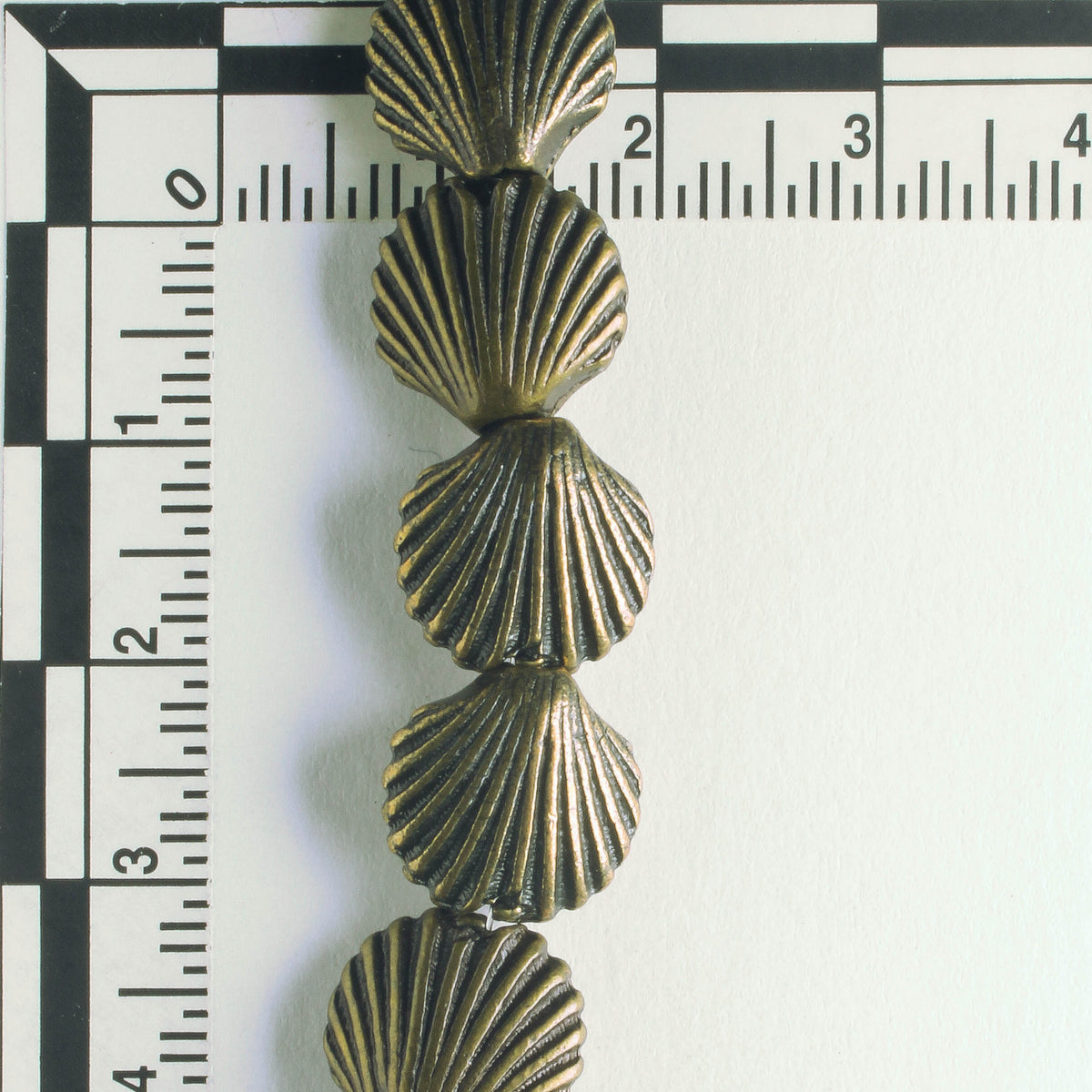 Pewter Beads, Brass Plated - 8" Strand