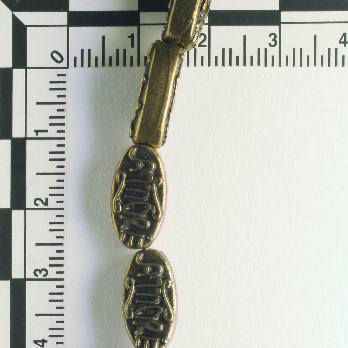 Pewter Beads, Brass Plated - 8" Strand