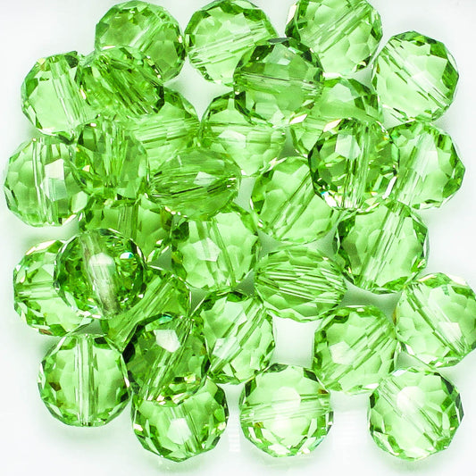 10x8mm Flat Round Peridot Green - 25 beads