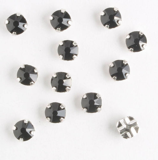4mm Rose Montee Jet - qty 12