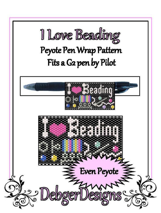 I Love Beading Pen Wrap Pattern - PDF
