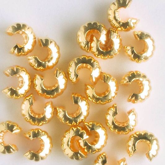 Crimp Cover 4mm Gold Corrugated