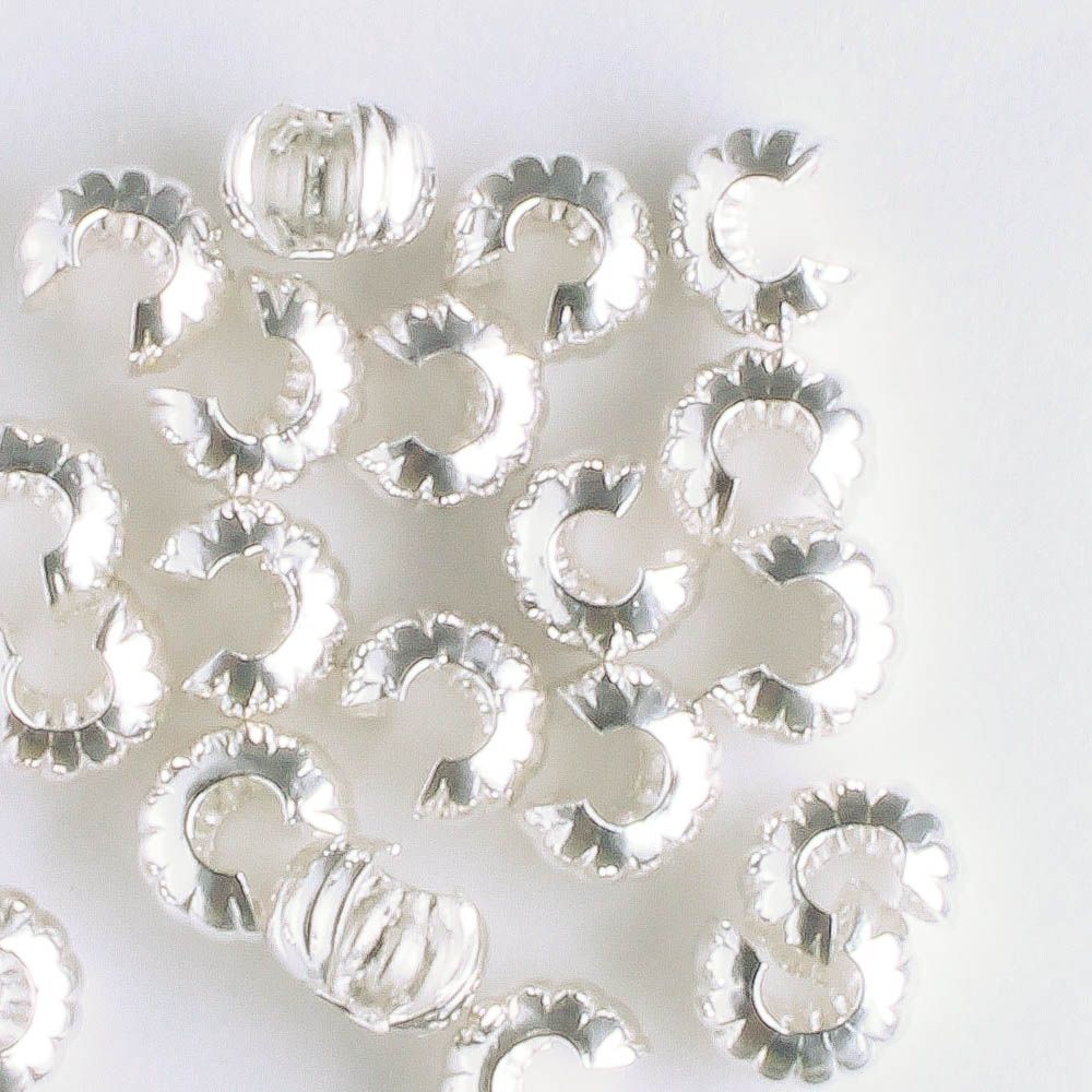 Crimp Cover 4mm Silver Corrugated