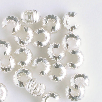 Crimp Cover 4mm Silver Corrugated