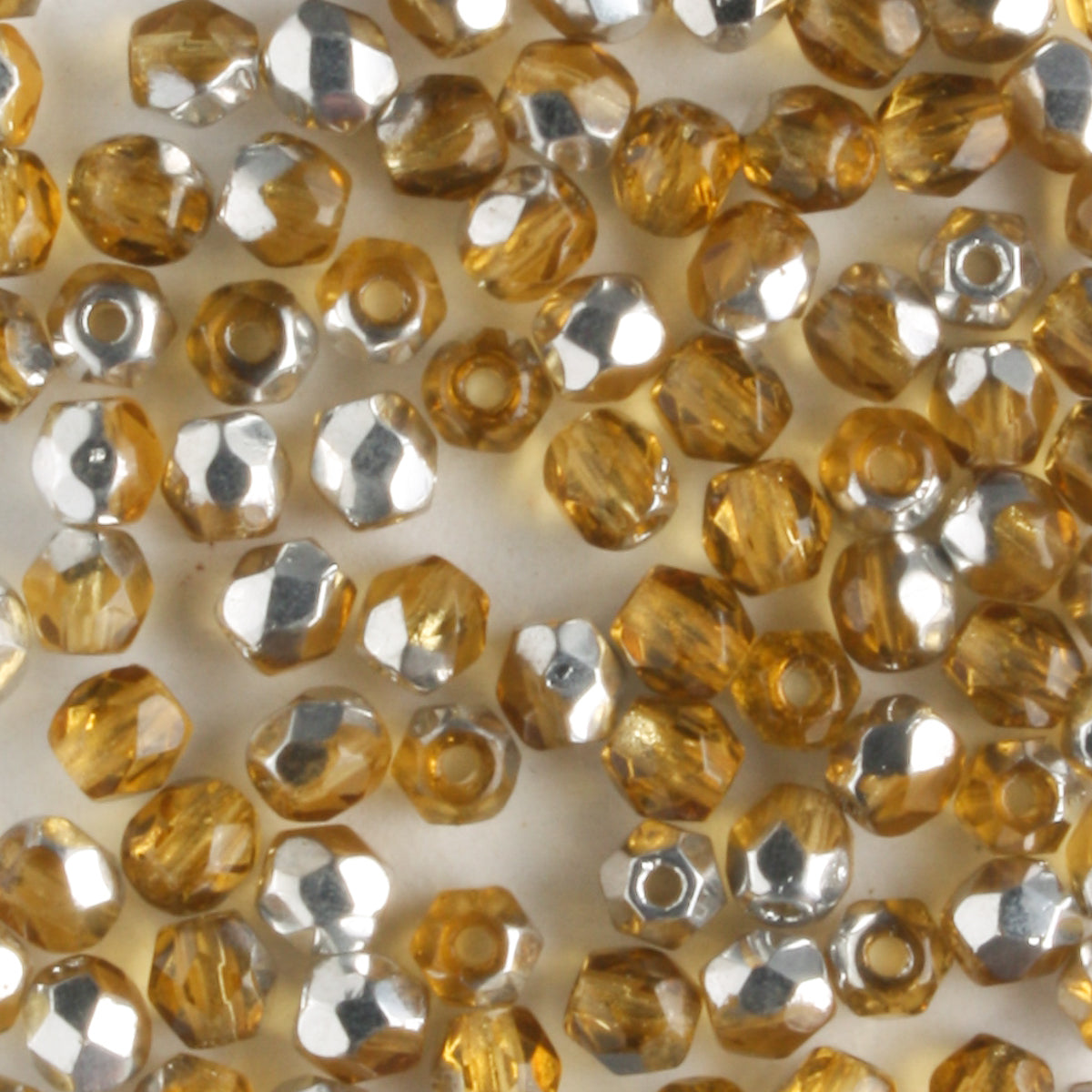 3mm Round Fire Polish Amber Silver