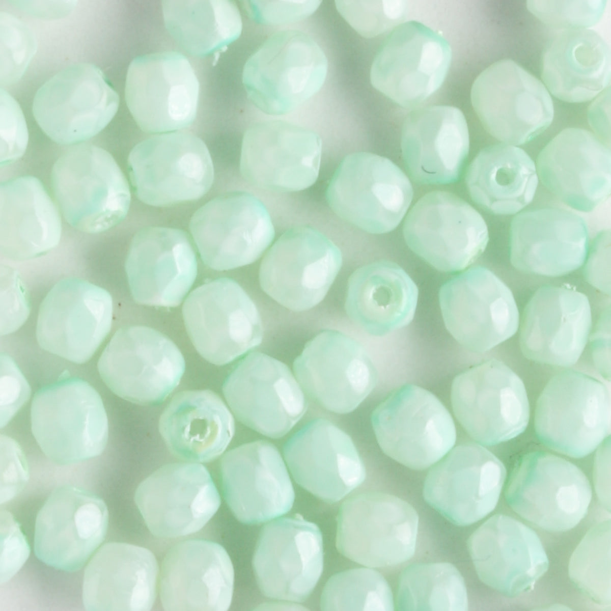 3mm Round Fire Polish Opal Luster Mint