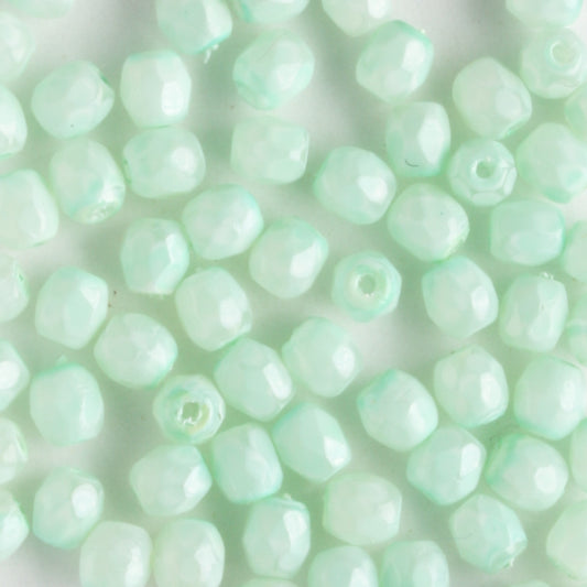 3mm Round Fire Polish Opal Luster Mint