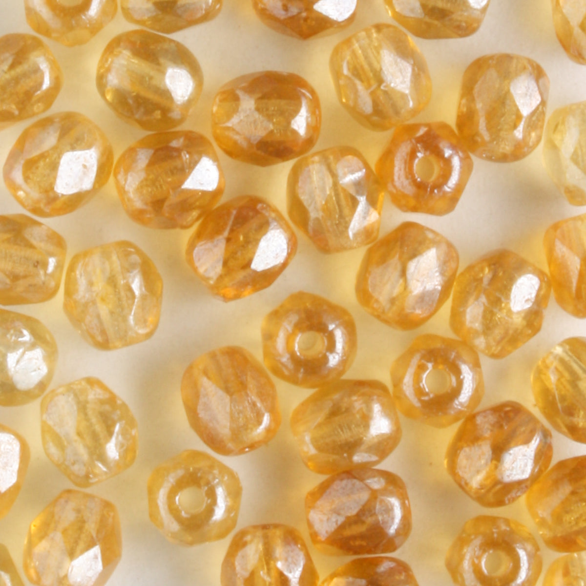 4mm Round Fire Polish Amber Luster