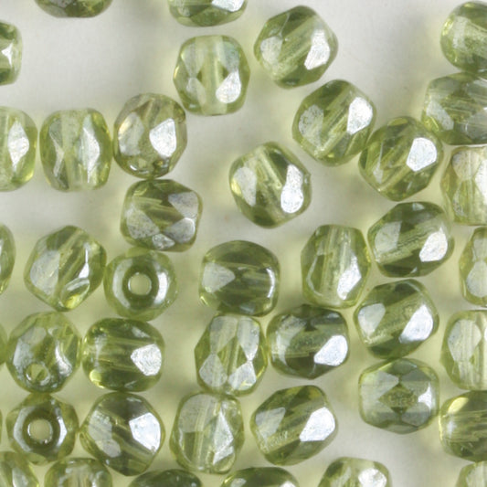 4mm Round Fire Polish Olive Green Celsian