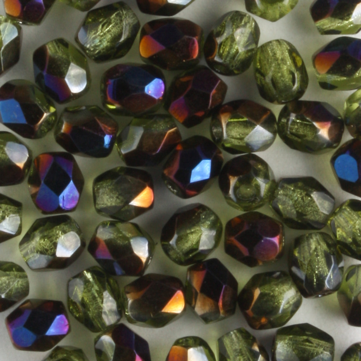 4mm Round Fire Polish Olive Green Zarit