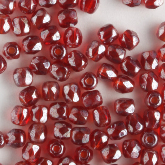 3mm Round Fire Polish Ruby Red Luster