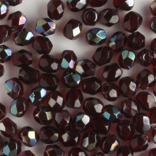 3mm Round Fire Polish Garnet Celsian
