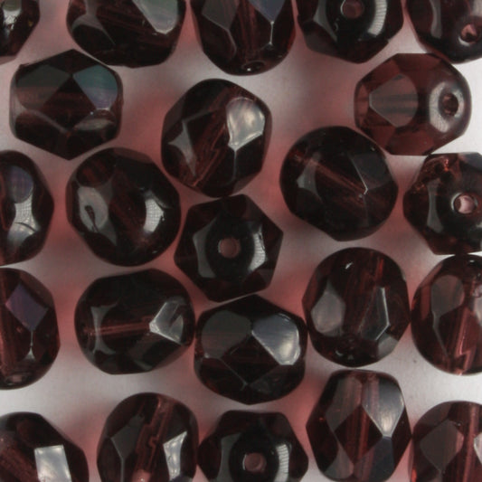 6mm Round Fire Polish Dark Amethyst