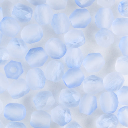 4mm Round Fire Polish Light Blue Evelina Matte