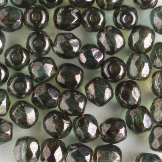 4mm Round Fire Polish Lumi Green