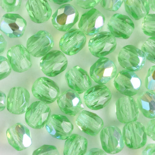 4mm Round Fire Polish Spring Green AB