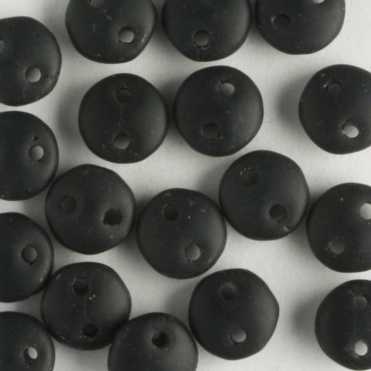 2 Hole Lentil Matte Jet - 50 beads