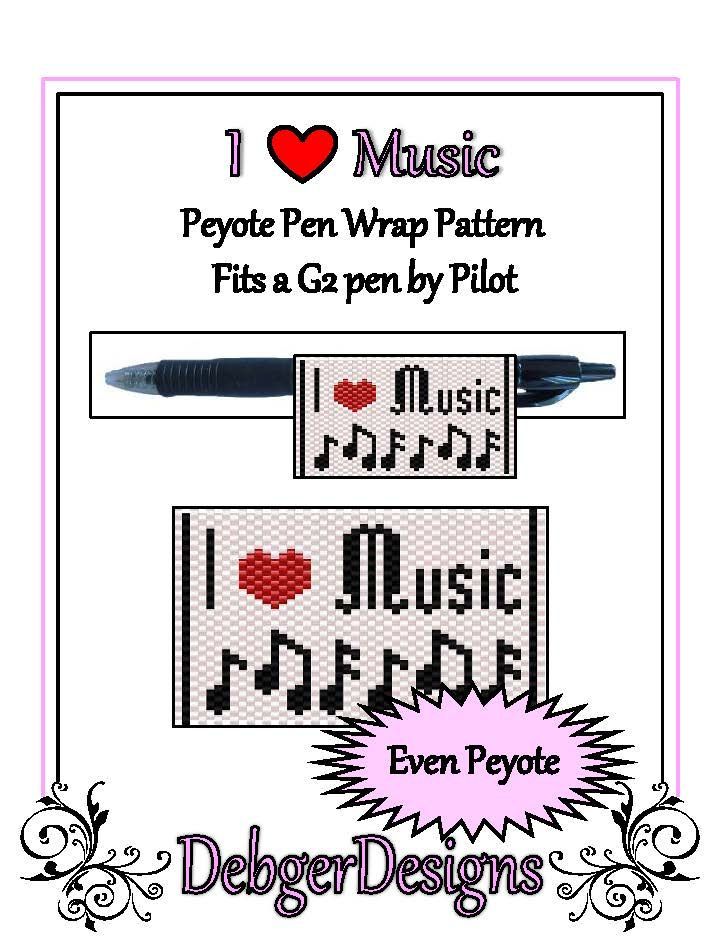 I Love Music Pen Wrap Pattern - PDF