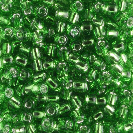 8/0 Silver Lined Green - 10 grams