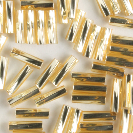 6mm Twisted Bugle Silver Lined Gold