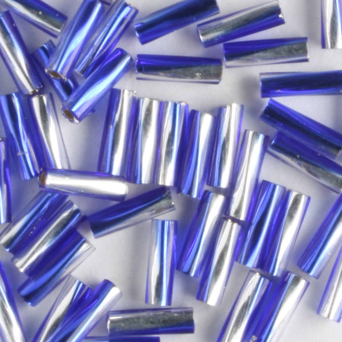 6mm Twisted Bugle Silver Lined Cobalt Silver
