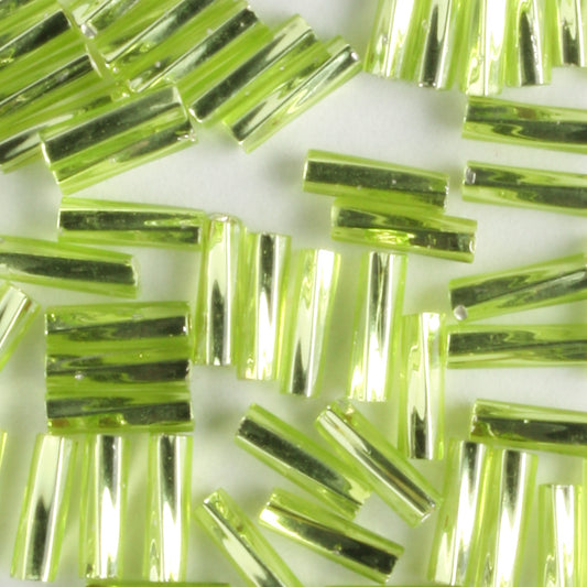 6mm Twisted Bugle Silver Lined Chartreuse