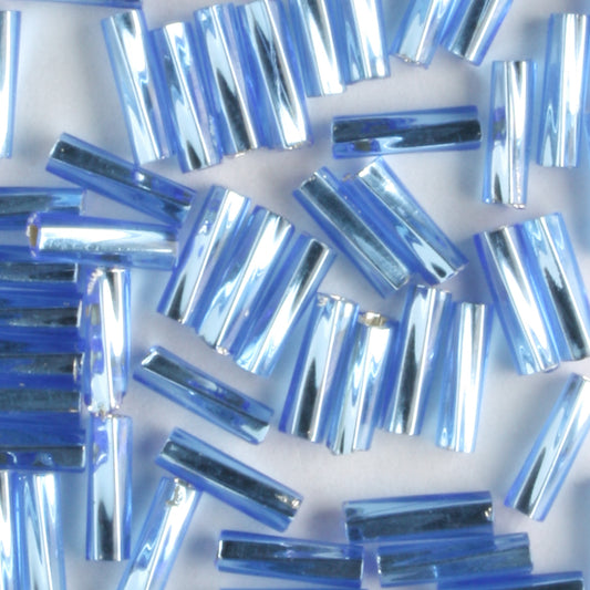 6mm Twisted Bugle Silver Lined Light Royal Blue