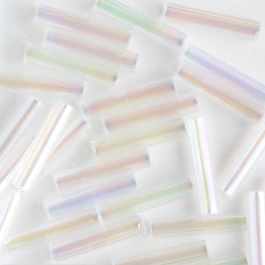 9mm Bugle Transparent Rainbow Crystal