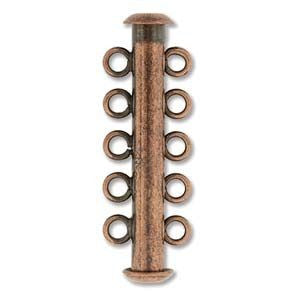 5 Strand Slide Clasp Antique Copper