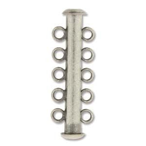 5 Strand Slide Clasp Antique Silver