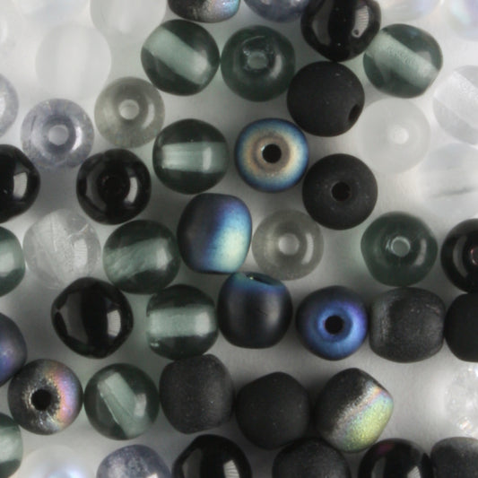 4mm Druk Storm Cloud Mix - 100 beads
