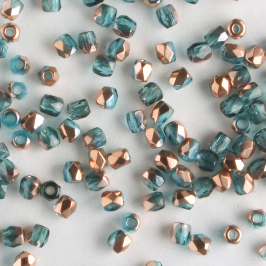 True 2mm Round Fire Polish Aqua Capri Gold