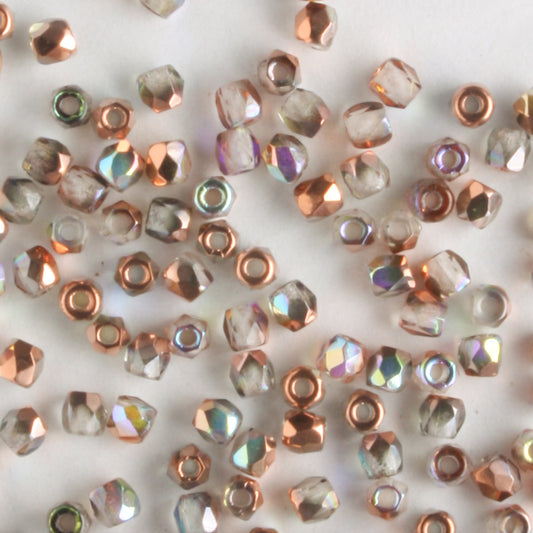 True 2mm Round Fire Polish Crystal Copper Rainbow