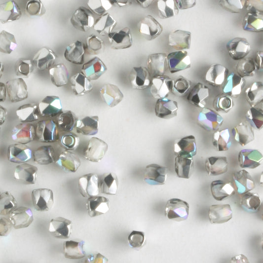 True 2mm Round Fire Polish Crystal Silver Rainbow