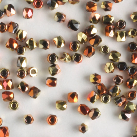 True 2mm Round Fire Polish Jet California Gold