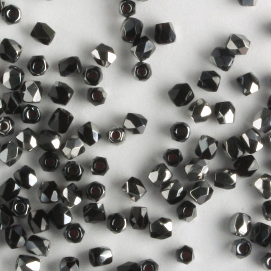 True 2mm Round Fire Polish Jet Chrome