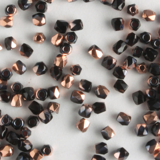 True 2mm Round Fire Polish Jet Capri Gold